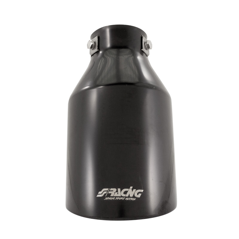 Simoni Racing Exhaust Tip Round/Slanting Inox Black - Ø115xL210mm - Installation 38-63mm
