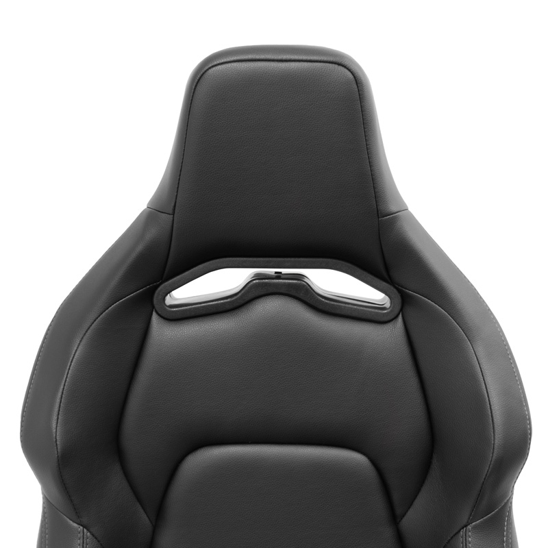 Sport seat 'VGR' - Black Synthetic leather + Silver stitching - Dual-side reclinable back-rest - incl. slides