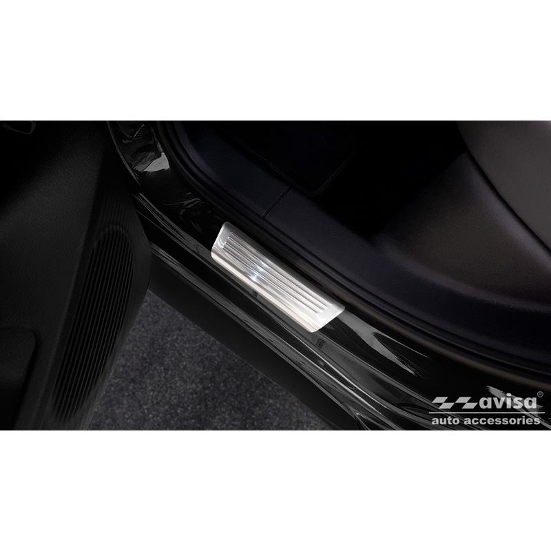 Inox door sill protectors  Volkswagen ID.3 2020-2023 & FL 2023- / Cupra Born 2021- / MG 4 2022- / MG HS II 2024- - 'Lines' - 4-pieces