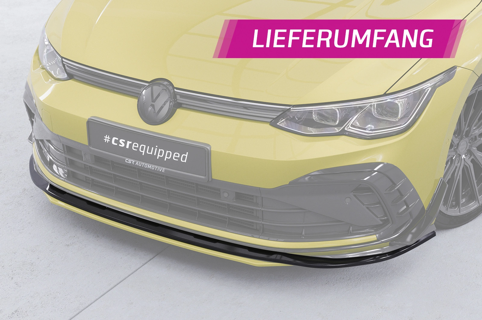 Voorspoiler passend voor VW Golf 8 GTI, GTD, GTE, R-Line Glans Zwart – 12/2019–