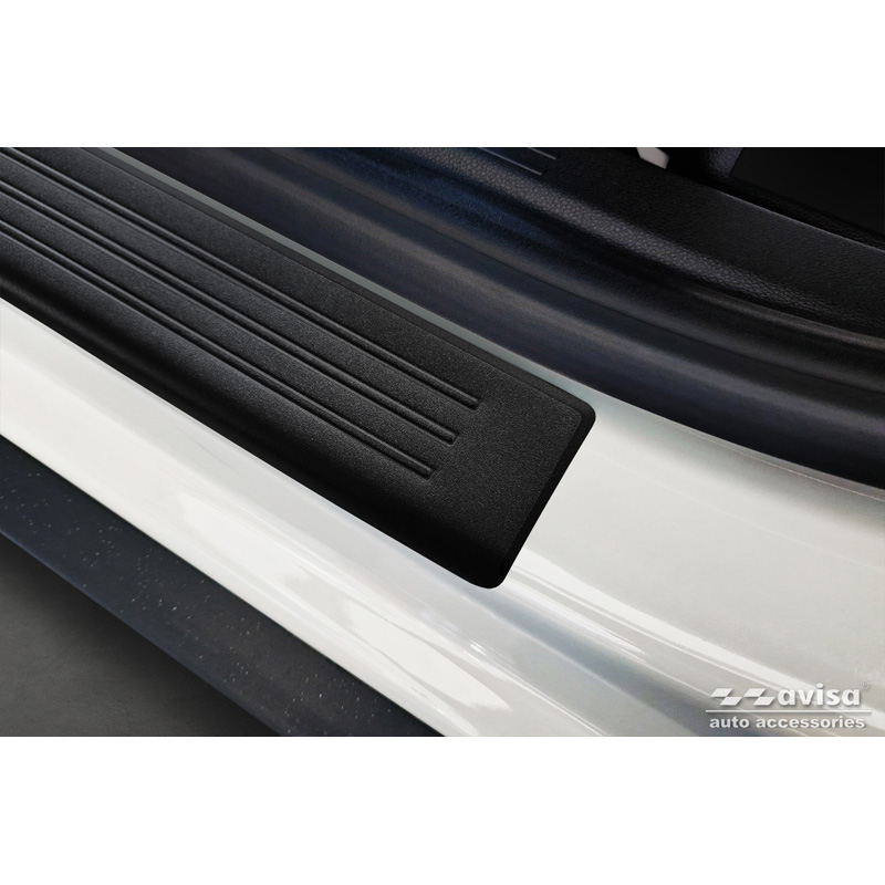 Black Inox door sill protectors  Dacia Duster III 2024- - 'Lines' - 4-pieces