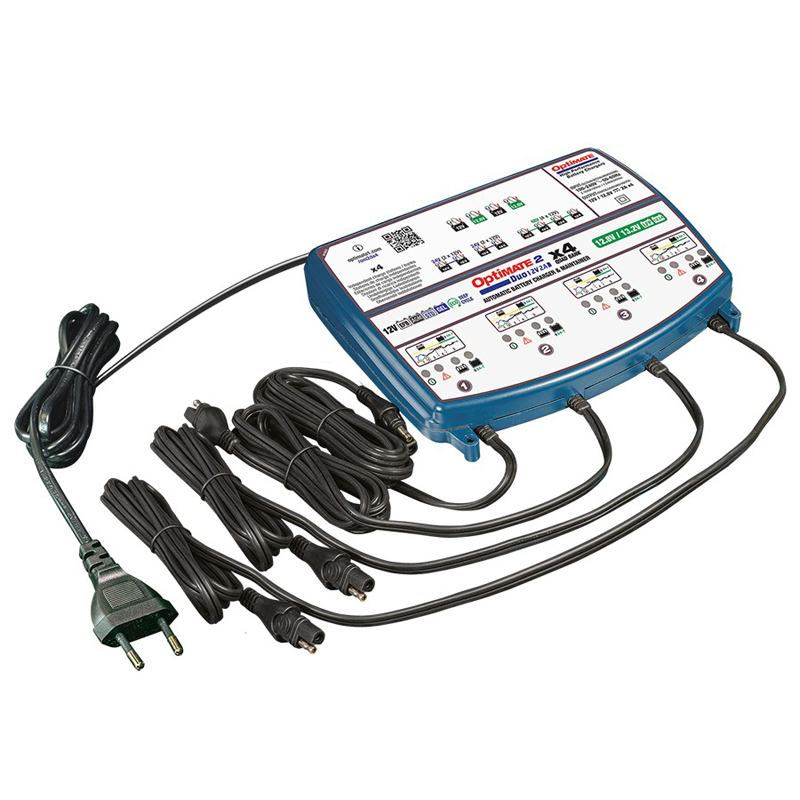 OptiMate 2 DUO x 4 BANK - 12V / 12,8V 2-Amp Battery Saving charger-tester-maintainer