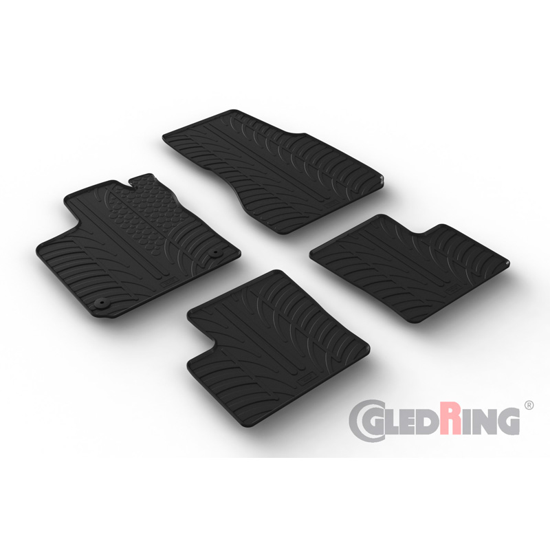 Rubber car mats set  Renault Twingo E-Tech 2020- (T profile 4-pieces + mounting clips)