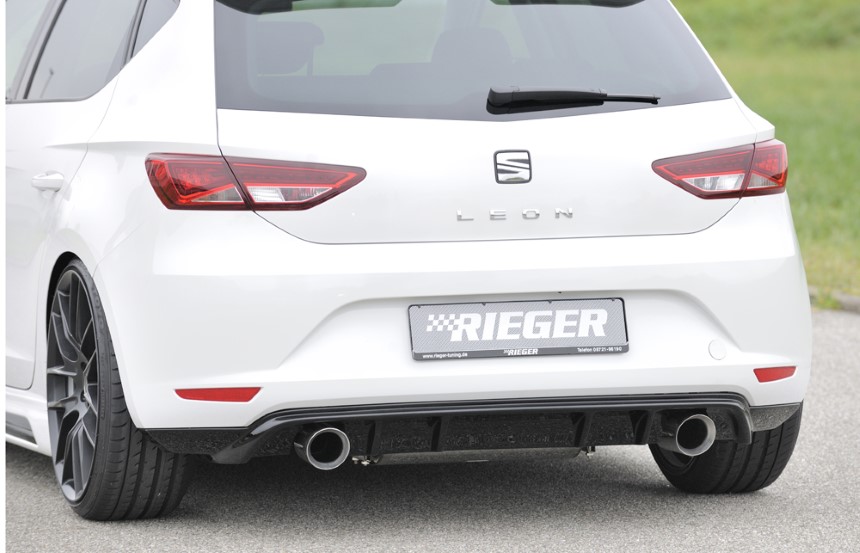 Diffuser passend voor Seat Leon F5 Rieger sportuitlaat links + rechts glans zwart