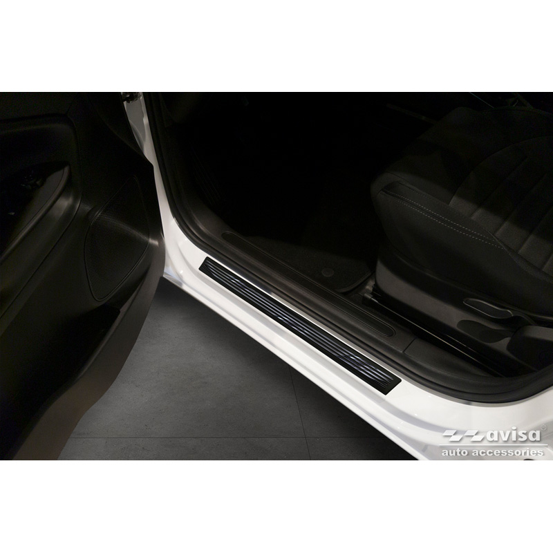 Universal Door Sill Protector Set 'Mirror Black' Aluminium/Black - 2-Pieces - 54 x 4 cm