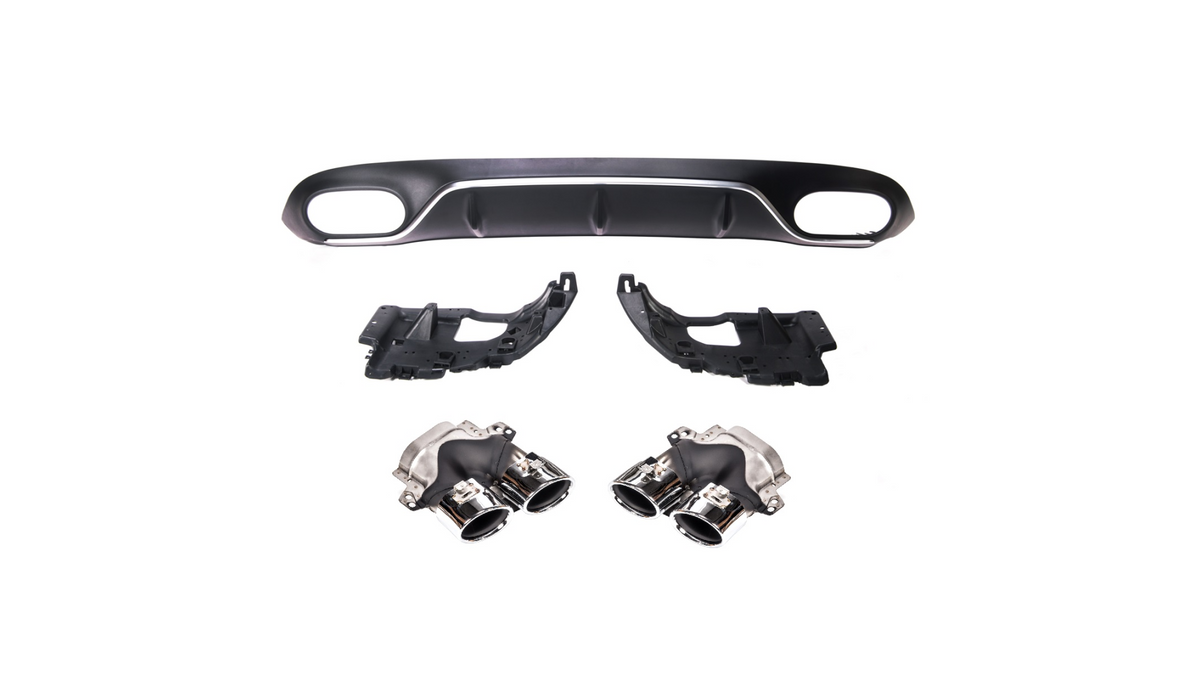 Diffuser passend voor Mercedes E-Class C238 Coupe (2016-..) Black/Chroom Met Sierstukken