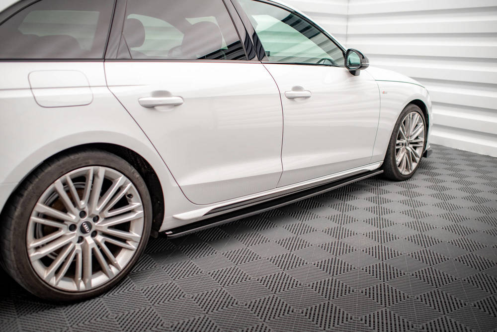 Zijskirts passend voor Audi S4 / A4 S-Line B9 Maxton Glanzend Zwart