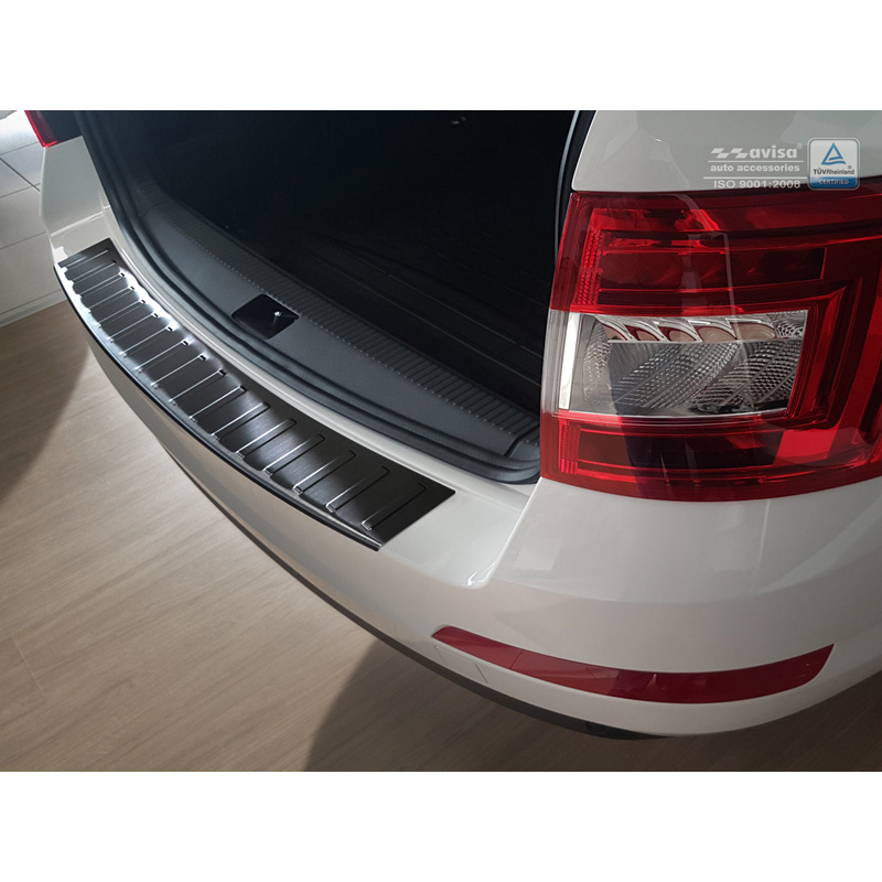 Black Stainless Steel Rear bumper protector  Skoda Octavia III Kombi 2013-2016 'Ribs'