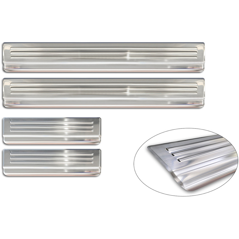 Avisa Inox door sill protectors  Mitsubishi Outlander III 2012-2020 incl. PHEV & Facelift - 'Lines' - 4-pieces
