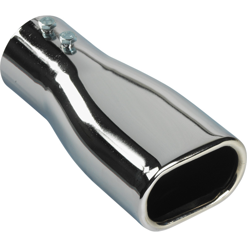 Exhaust finisher Steel/Chrome - 80x50mm - length 165mm - 38-50mm connection