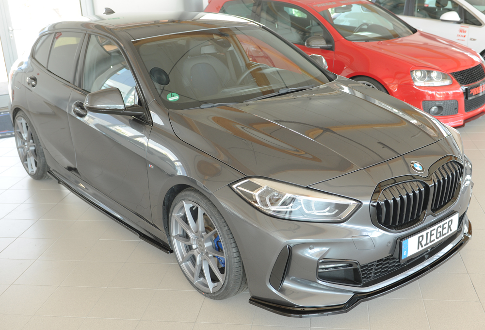 Voorspoiler passend voor BMW 1 Serie F40 Rieger Glans Zwart