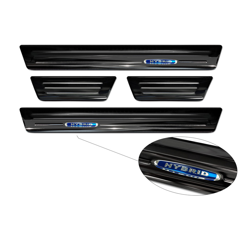 Black Inox door sill protectors  Toyota Yaris 2020- incl. Facelift, excl. GR / Toyota Yaris Cross 2021- / Toyota C-HR II 2023- 'Hybrid' - 4-pieces