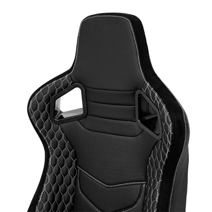 Sport seat 'JW' - Black Synthetic leather + SIlver stitching - Dual-side reclinable back-rest - incl. slides
