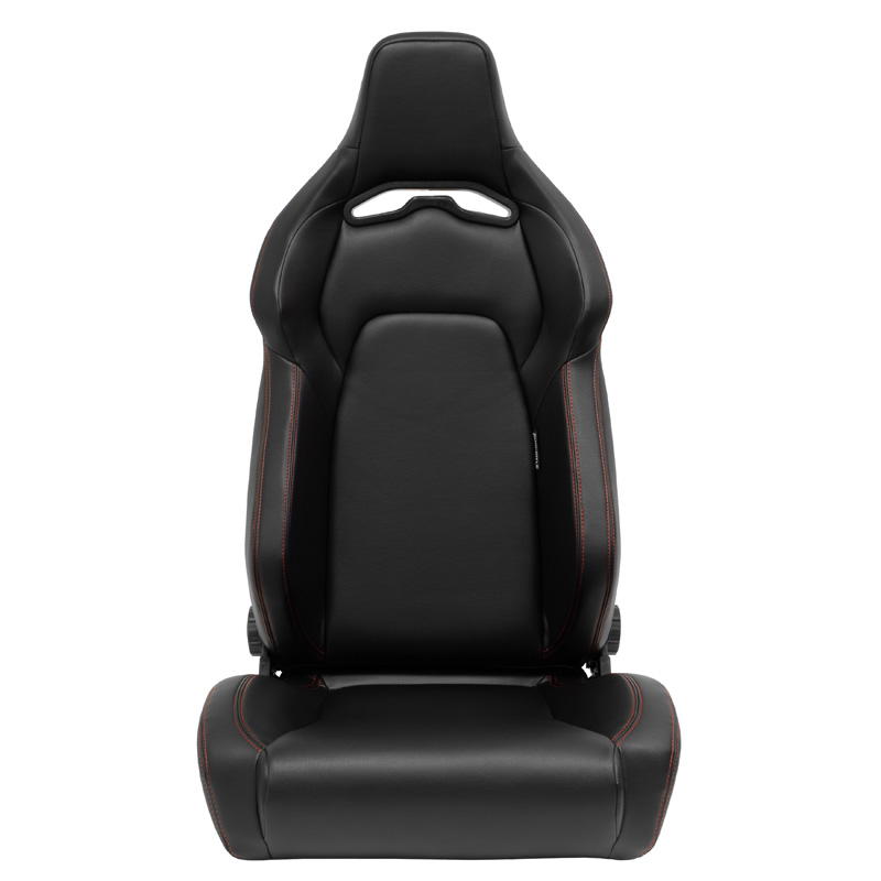Sport seat 'VGR' - Black Synthetic leather + Red stitching - Dual-side reclinable back-rest - incl. slides