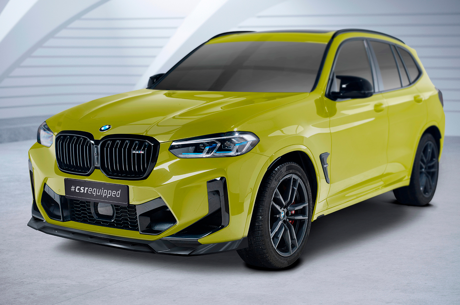 Voorspoiler passend voor BMW X3M F97 FL CSR Glans Zwart