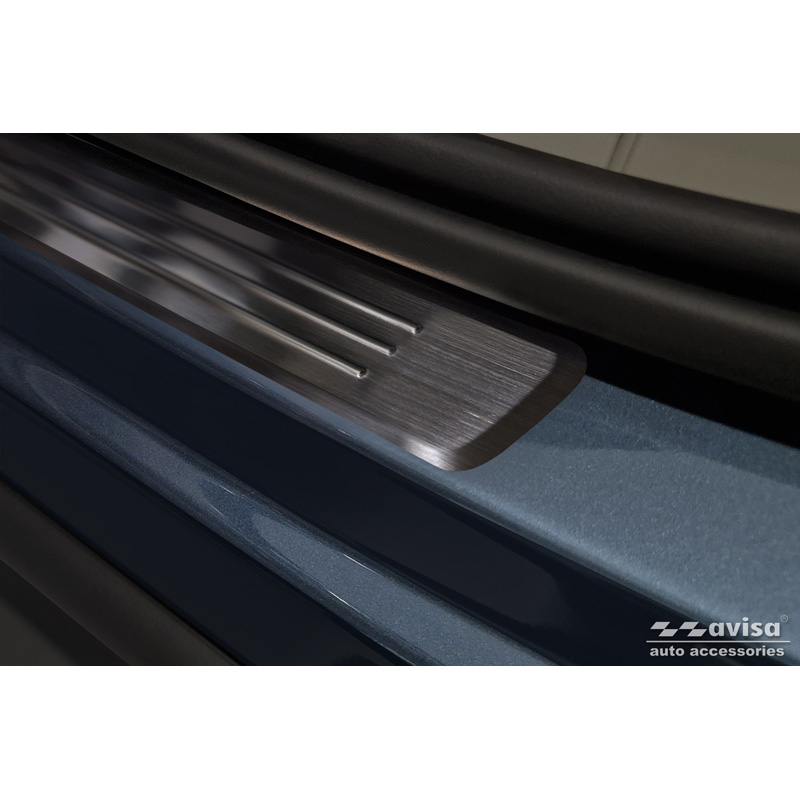Black Inox door sill protectors  Volvo XC60 II 2017-2021 & FL 2021- incl. R-Design- - 'Lines' - 4-pieces