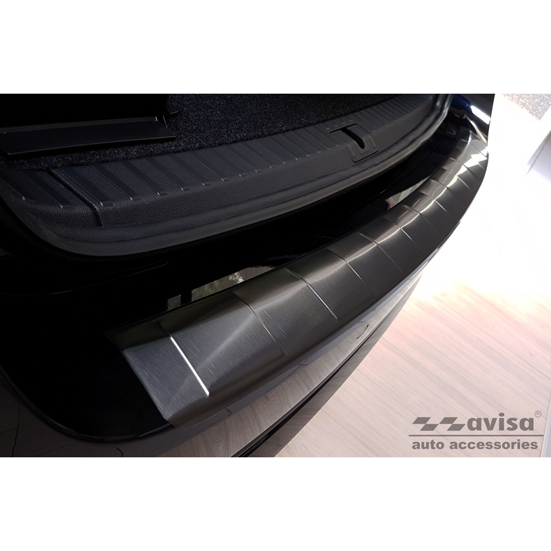 Black Stainless Steel Rear bumper protector  Skoda Octavia IV Kombi 2020-2024 & FL 2024- (incl. RS, excl. Scout) 'Ribs'