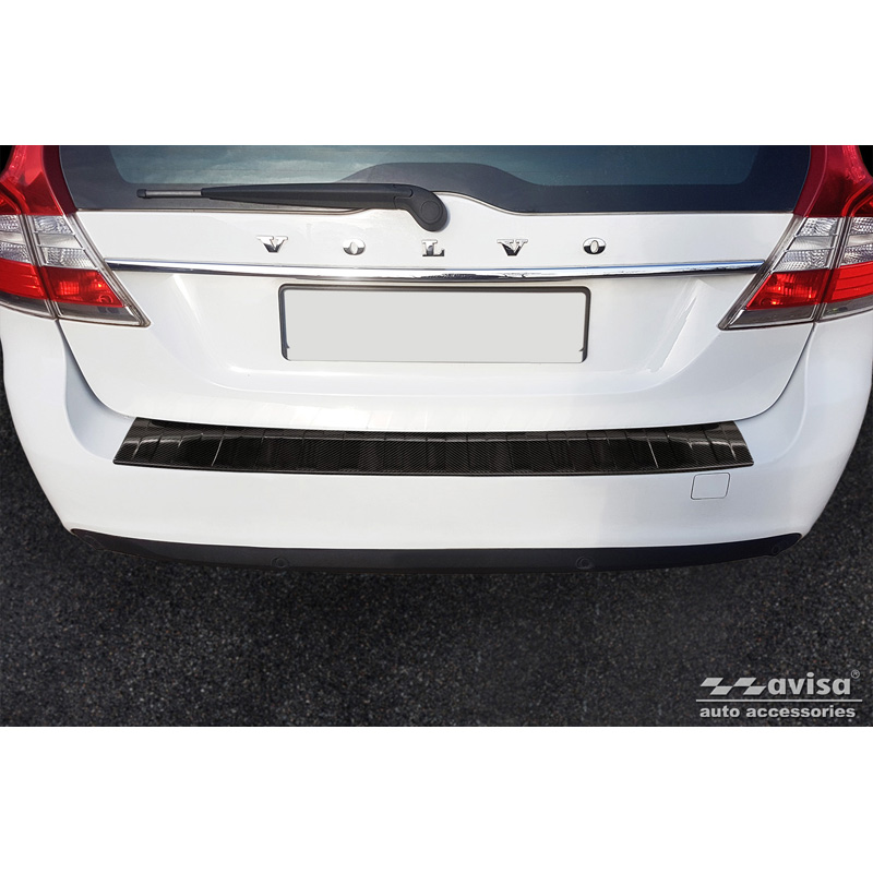 Real 3D Carbon Rear bumper protector  Volvo V70 III Facelift 2013-2016 'Ribs'