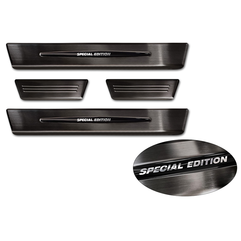 Black Inox door sill protectors  Renault Megane E-Tech 2022- - 'Special Edition' - 4-pieces