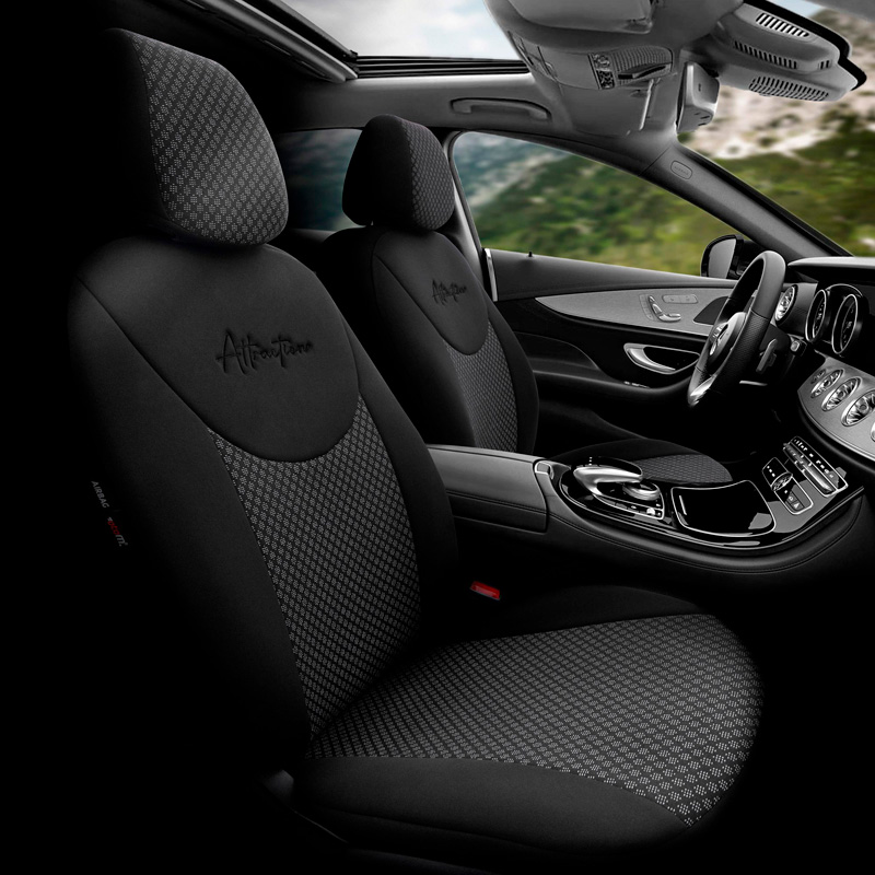 Universal Fabric Seat cover set 'Attraction' Black/Grey - 11-pieces -  Side-Airbags