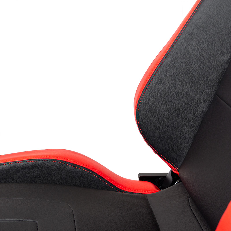 Sport seat 'RS6-II' - Matt-Black/Red Synthetic leather - Dual-side reclinable back-rest - incl. slides