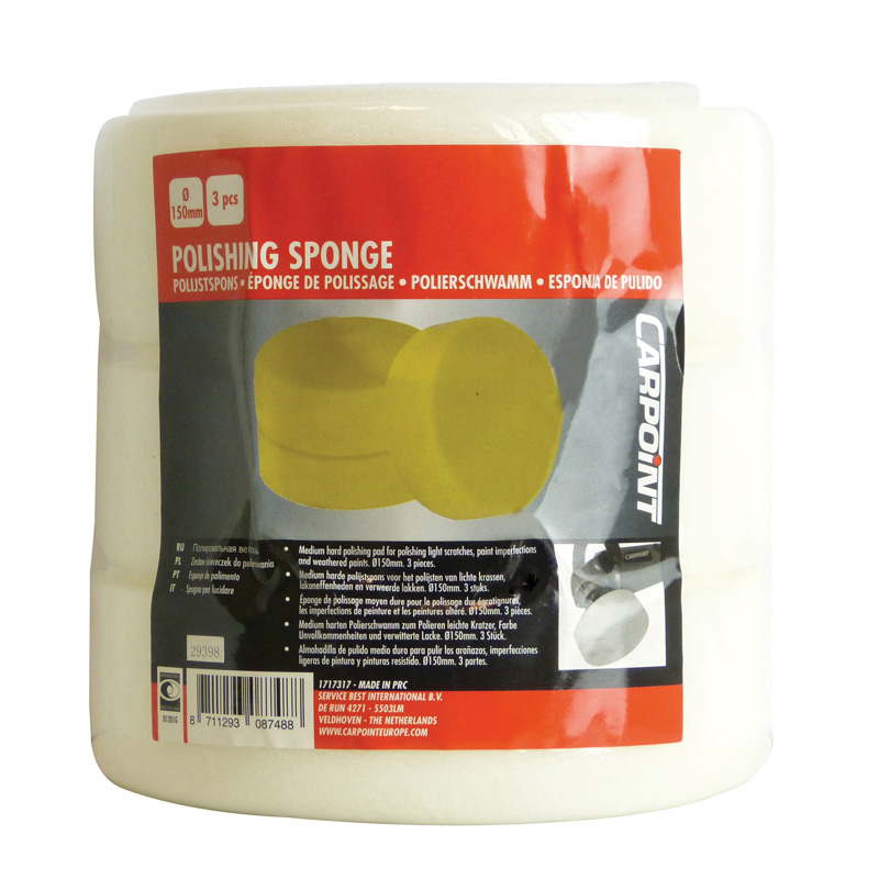 Carpoint Set Polishing Pads 150mm White/Medium - 3-pieces