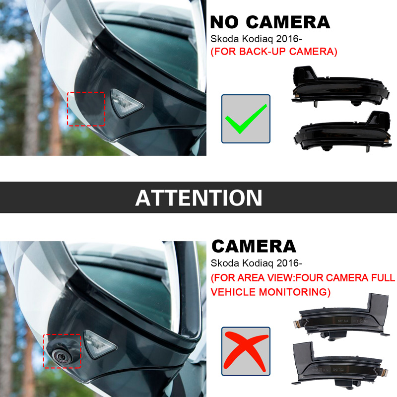 Set LED Side-Mirror Indicators  Skoda Karoq 2017- & Kodiaq 2017- - Smoke - incl. Dynamic Running Light