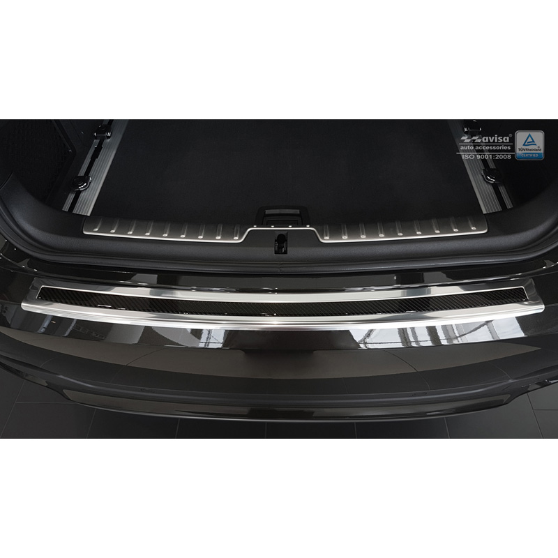 Stainless Steel Rear bumper protector 'Deluxe'  BMW X6 F16 2014-2019 Chrome/Black Carbon excl. M-Package