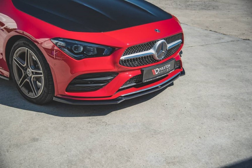Voorspoiler passend voor Mercedes CLA AMG-Line C118 Maxton Design glans zwart
