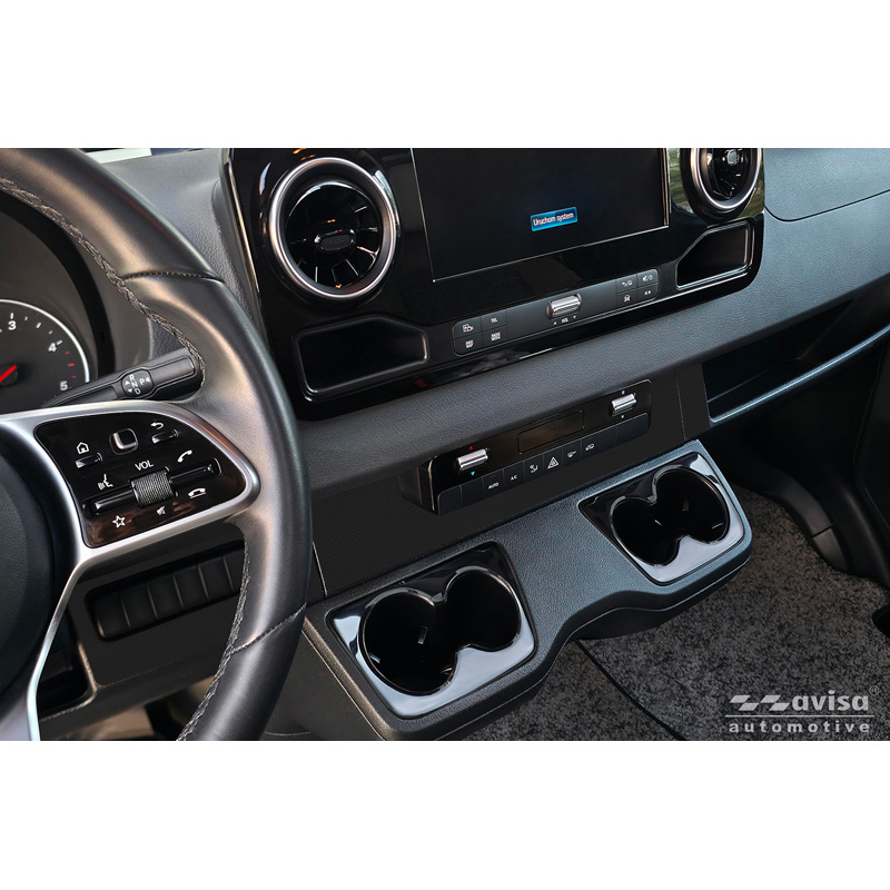 Avisa Stainless Steel cup holder trim cover (2pcs)  Mercedes Sprinter III 2018- - Black