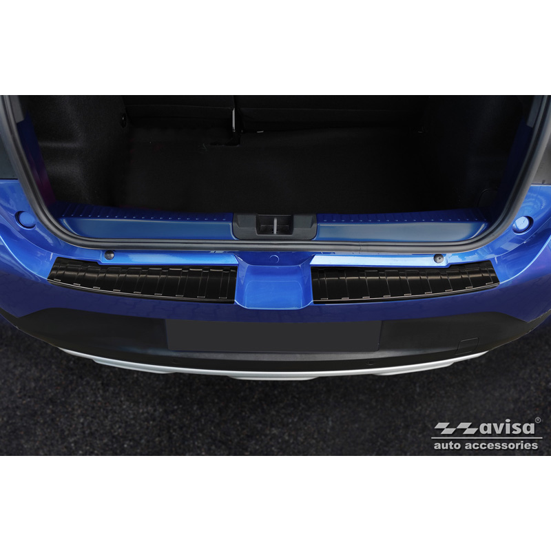 Black Stainless Steel Rear bumper protector  Dacia Sandero III 2020-2022 & Facelift 2022- incl. Stepway 'Ribs' (2-pieces)