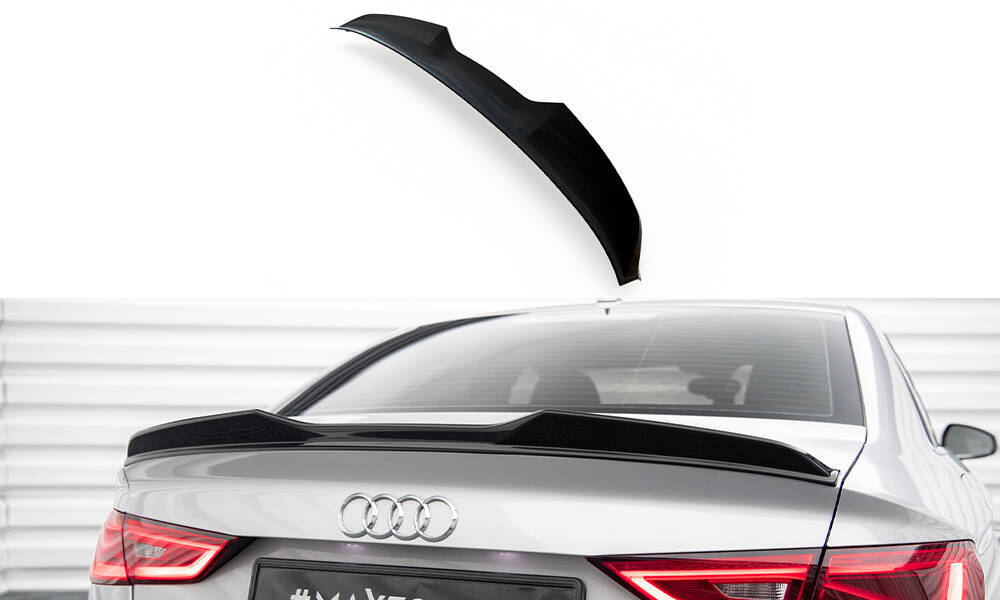 Spoiler passend voor Audi A3 / S3 / RS3 Limousine 8V Maxton Glans Zwart