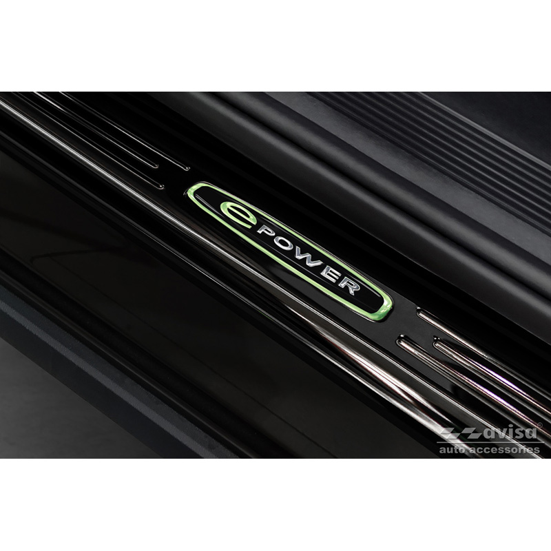 Black Inox door sill protectors  Volkswagen ID.4 2020- 'E-Power' - 4-pieces