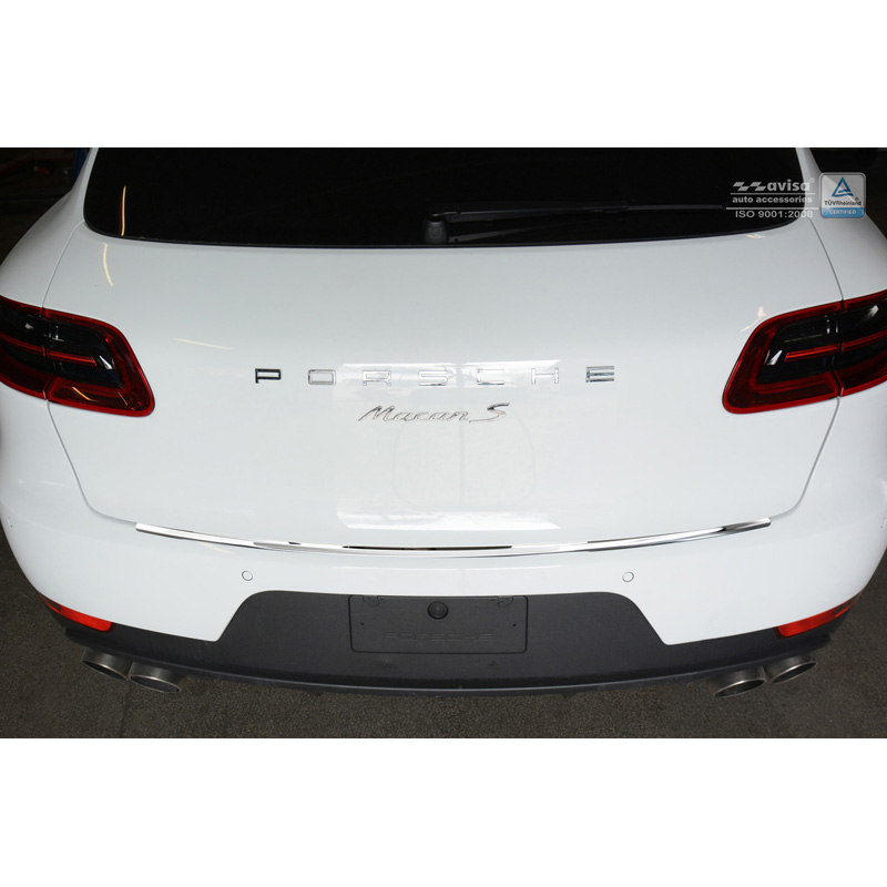 Stainless Steel Rear bumper protector 'Deluxe'  Porsche Macan 2014- Chrom/Red-Black Carbon