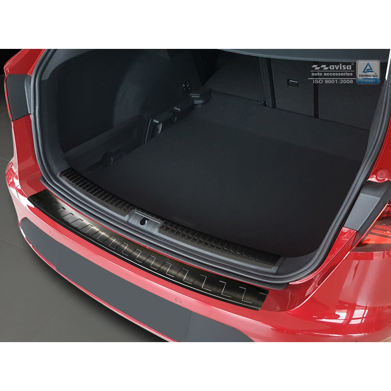 Black Stainless Steel Rear bumper protector  Seat Leon (5F) ST 2013-2017 & 2017- 'Ribs'