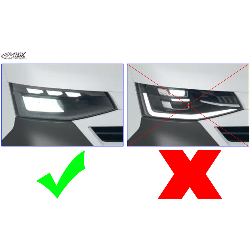 RDX Head light spoilers  Volkswagen Transporter T7 2024- excl. IQ.Light (ABS Gloss Black)