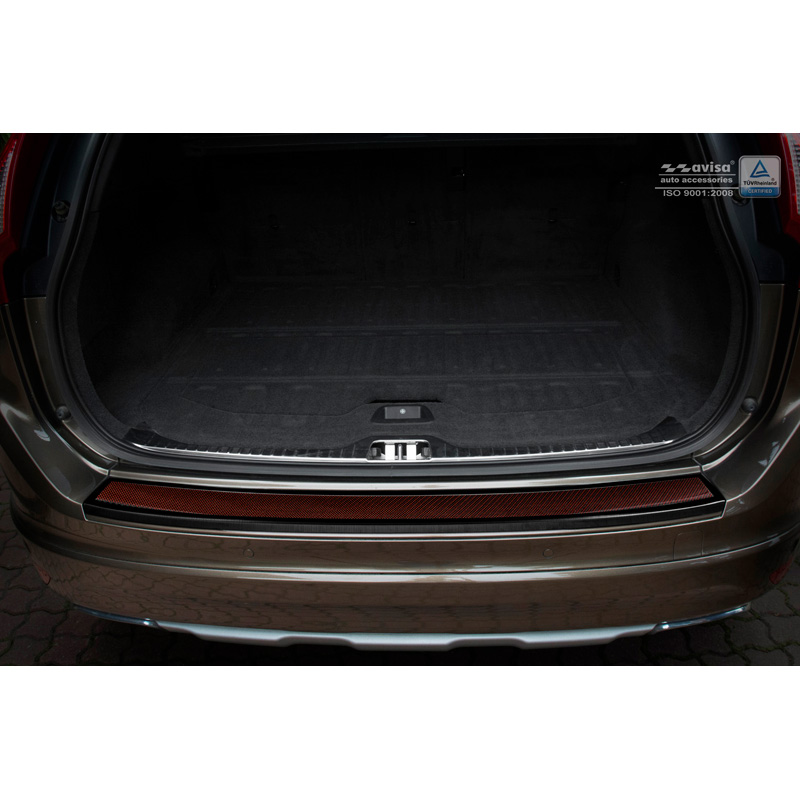 Stainless Steel Rear bumper protector 'Deluxe'  Volvo XC60 2013-2016 Black/Red-Black Carbon