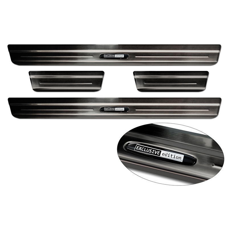 Black Inox door sill protectors  Volkswagen Taigo 2021- 'Exclusive Edition' - 4-pieces