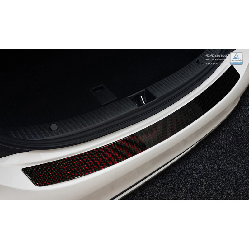 Carbon Rear bumper protector  Mercedes CLS (C218) 2014-2018 Red-Black Carbon
