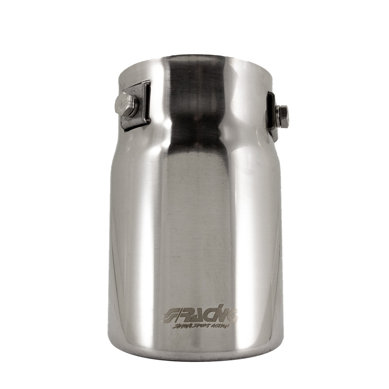 Simoni Racing Exhaust Tip Round/Slanting Inox - Ø76xL128mm - Installation ->68mm