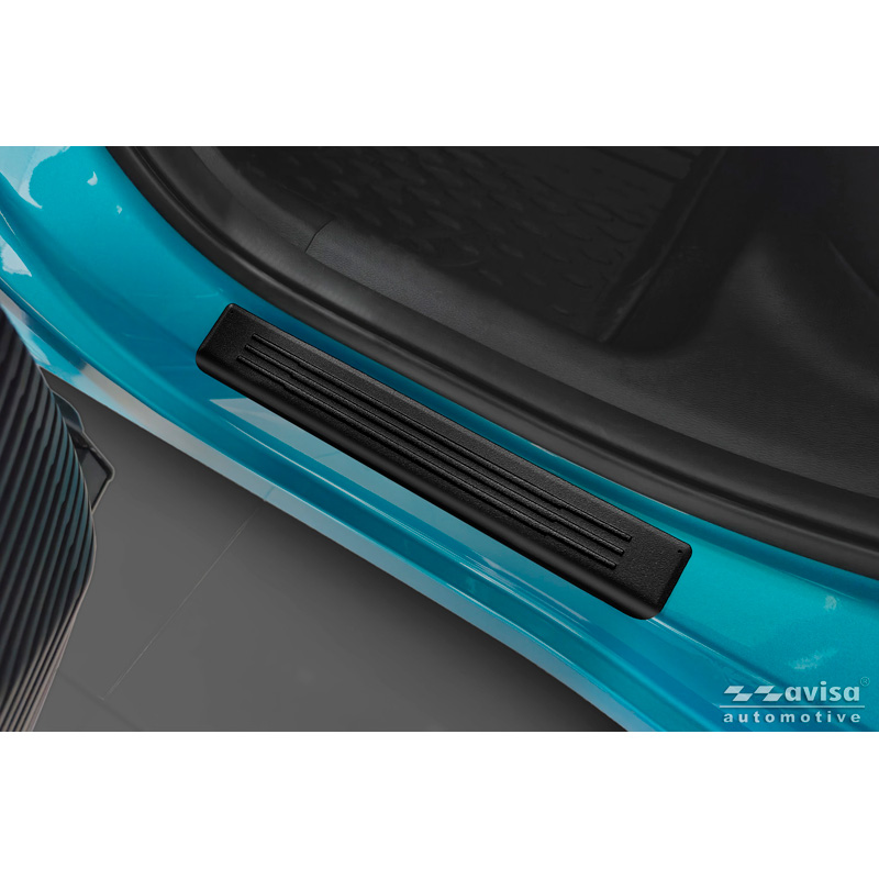 Avisa Matt Black Inox door sill protectors  BAIC Beijing X55 2024- - 'Lines' - 4-pieces