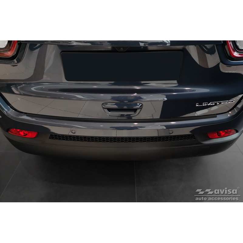 Matt Black Stainless Steel Rear bumper protector  Jeep Compass 2017- 'Ribs'