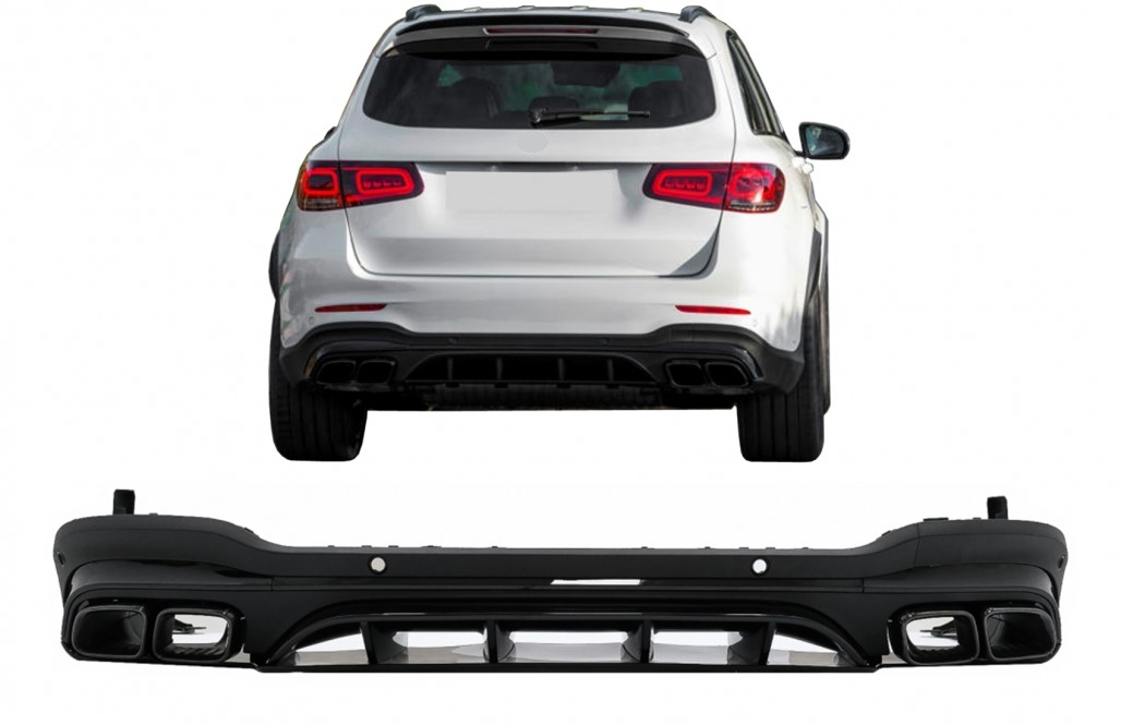 Diffuser passend voor Mercedes GLC X253 (2020-..) Facelift GLC63 incl. Uitlaat Stukken zwart