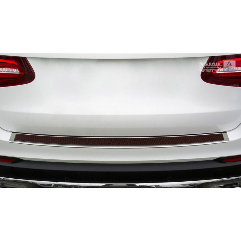 Stainless Steel Rear bumper protector 'Deluxe'  Mercedes GLC 2015-2019 & FL 2019- Chrome/Red-Black Carbon
