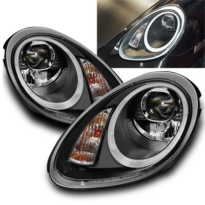 Headlights Porsche Boxster 987 LED DRL look black