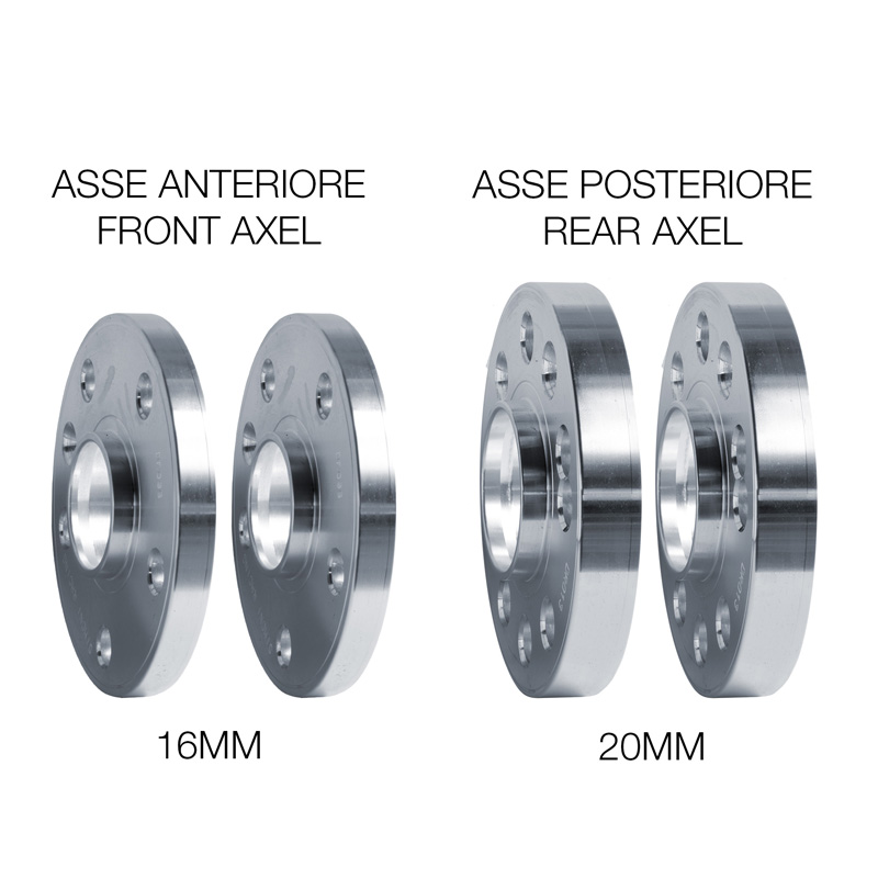 Simoni Racing Aluminium Wheel Spacer Kit - 2x16mm(FA) - 2x20mm(RA) (Hub 58,1mm) including wheel bolts -  Fiat various