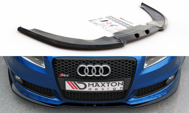 Voorspoiler passend voor Audi RS4 B7 V.2 Glanzend Zwart