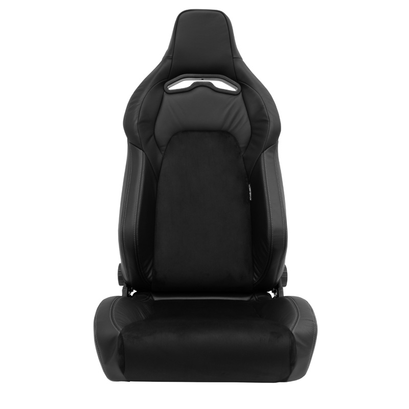 Sport seat 'VGR Premium' - Black leather & alcantara + Silver stitching - Dual-side reclinable back-rest - incl. slides