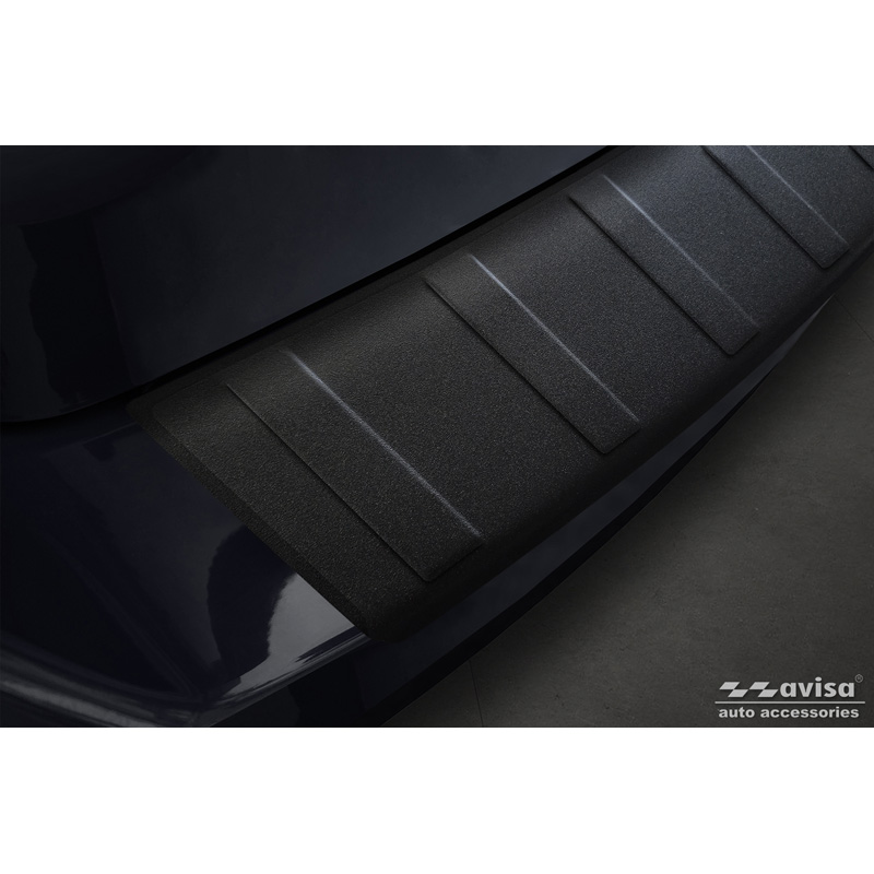 Matt Black Stainless Steel Rear bumper protector  Skoda Octavia III Combi (5E5) Facelift 2017-2020 'Ribs'