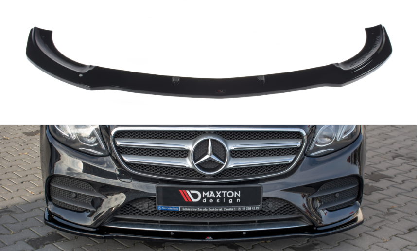 Voorspoiler passend voor Mercedes E43 AMG/AMG-Line W213 Maxton Design glans zwart
